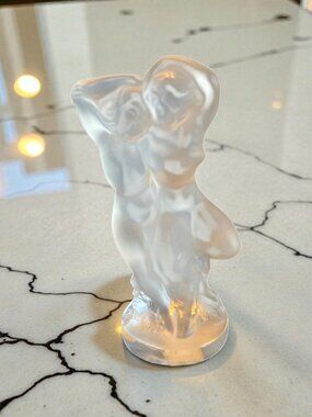 Lalique Satin Crystal France Le Faune  Dancing Nude Lovers Figurine Pan & Diana